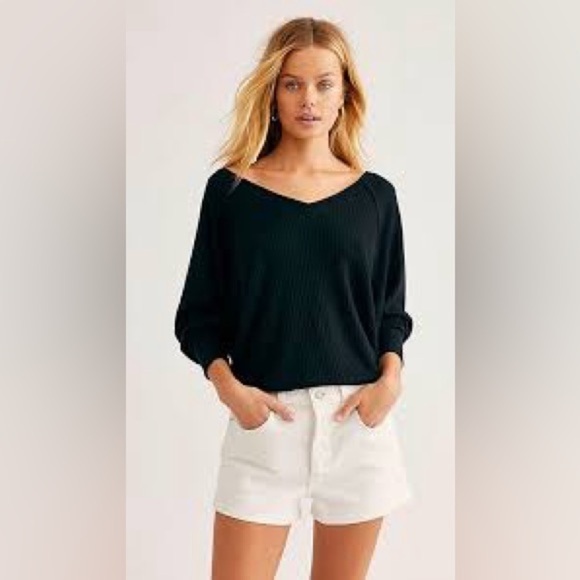 NWT Free People black Santa Clara thermal - Picture 5 of 7